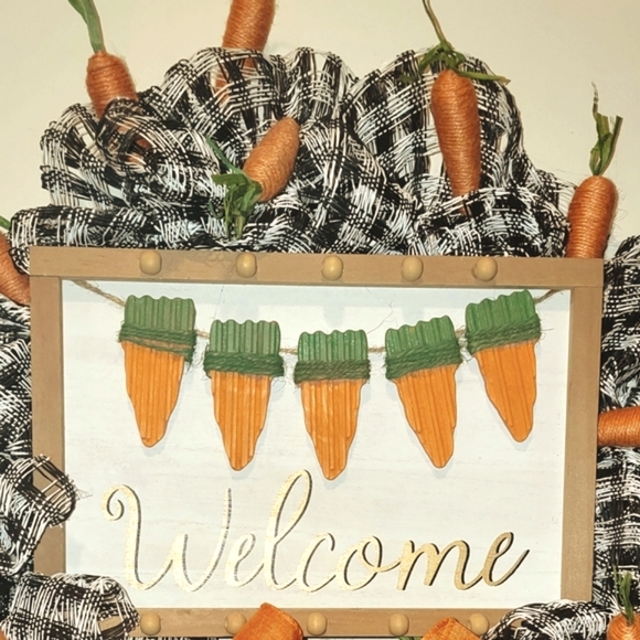 Spring Easter Welcome Wreath Wood Jute Burlap Farmhouse Western Country - Picture 3 of 4